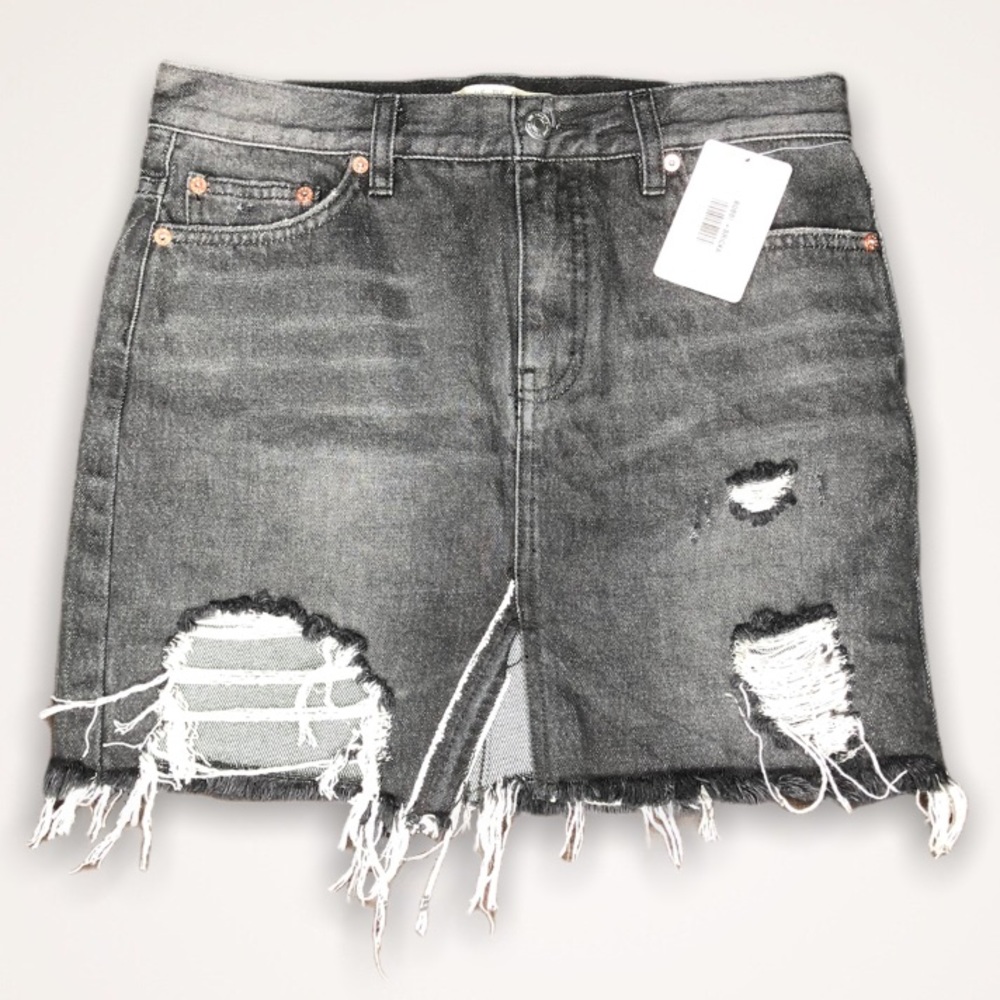SOLD!! Mini Skirt Denim Distressed Cutoff NWT - Picture 3 of 8